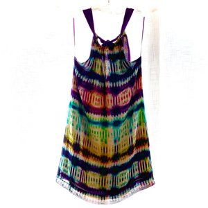 Trina Turk silk halter shift. Fully adjustable tie back. Fully lined. Multicolor